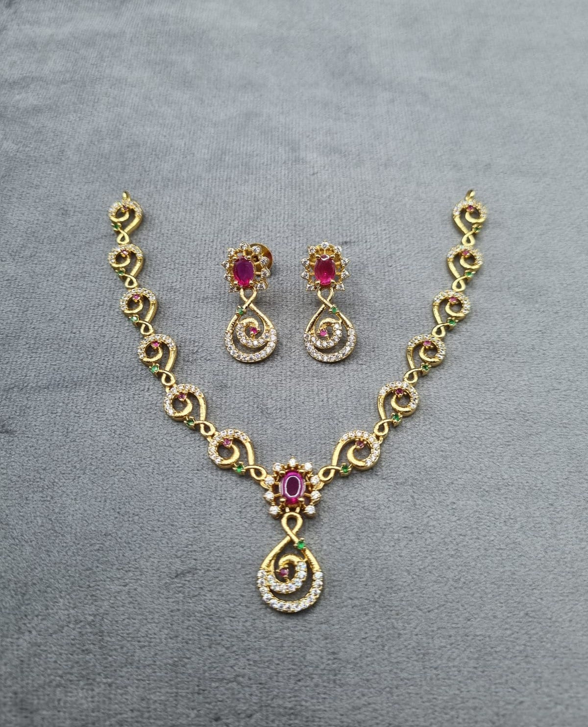 Vibrant Multi-Stone AD Necklace Set